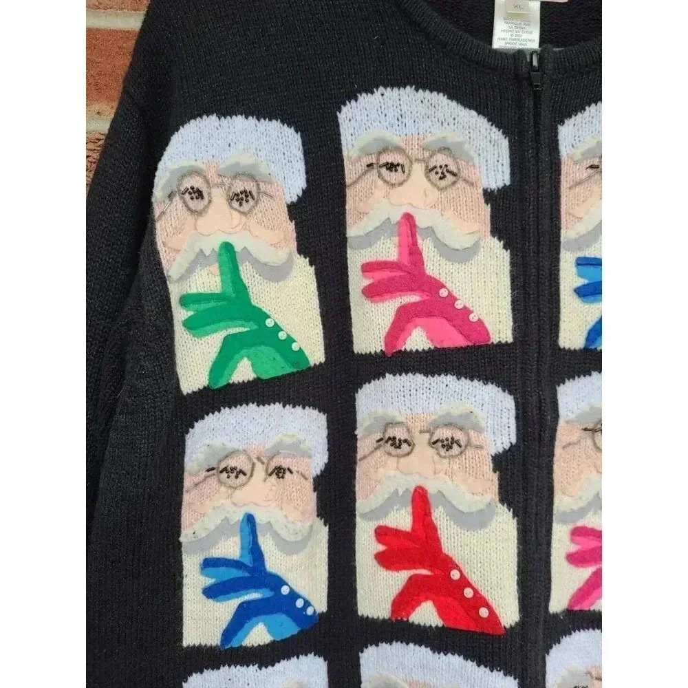 Vintage Susan Bristol Santa Claus Sweater Christmas Cardigan Women's Size XL - Picture 5 of 14